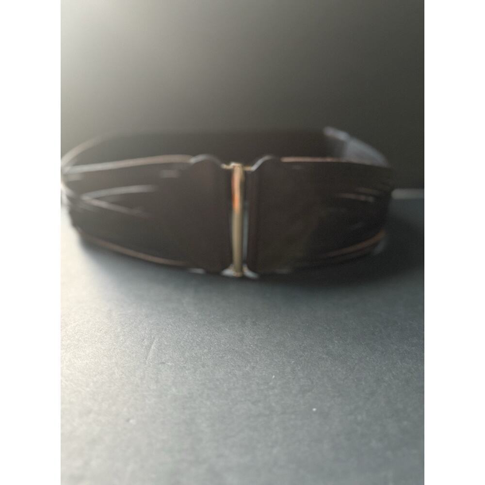 Vtg. Womens Wide Belt OS Leather Brown Boho Reteo Elastic Classic 80s 90s Y2K - Picture 2 of 6